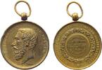 Belgien tragbare Medaille 1878 Bronze vergoldet Leopold II - Landwirtschaftsausstellung in Ostflandern, v. Lemaire, ca. 41 MM, Randfehler ss