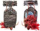 Sport Abzeichen 1903 Zinn Nürnberg - auf das 10. Deutsches Turnfest, Stadtansicht und Schrift, v. Lauer, ca. 73 x 39 MM, intakte Nadel vz