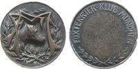 München Medaille Bronze München - auf den Foxterrier - Klub, Hundekopf und FM / Umschrift und leeres Gravurfeld, ca. 47 MM, Fassungsspuren -