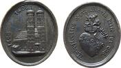 München kleine ovale Medaille Bronze versilbert München - auf die Frauenkirche, Bayern, Frauenkirche / Herz mit Blumen und vielen Dolchen, ca. 19 x 22 MM, sau -