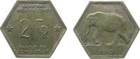 Belgisch Kongo 2 Francs Me Elefant, übliche Flecken -