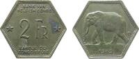 Belgisch Kongo 2 Francs Me Elefant, übliche Flecken -