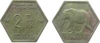 Belgisch Kongo 2 Francs Me Elefant, übliche Flecken -