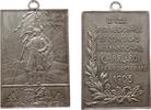 Frankreich tragbare Plakette Bronze versilbert Charleroi - auf die 3. Internationale Ausstellung, stehende männliche Gestlt mit Fahne vor aufgegender Sonner -