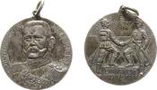 erster Weltkrieg tragbare Medaille Bronze versilbert Hindenburg Feldmarschall von - Einigkeit macht stark, Brustbild halblinks / zwei Soldaten geben sich die Hand, -