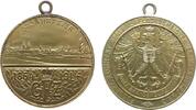erster Weltkrieg tragbare Medaille Bronze vergoldet General Feldzeugmeister - auf die 50 Jahrfeier des Brandenburgischen Fussart. Regiments Nr. 3, Stadtansicht / A -