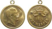 erster Weltkrieg tragbare Medaille Bronze vergoldet Wilhelm II (1888-1918) - auf die Einnahme von Antwerpen, Büste nach rechts / Schrift unter Krone, ca. 24 MM, Ve -