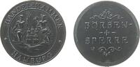 Hamburg Marke Kunststoff schwarz Hamburg - Börsensperre, Wappen zwischen Hermes und Neptun / Schrift, ca. 28 MM -