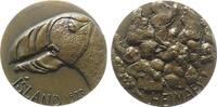 Medaille Bronze Island - auf die Insel Heimaey, Papageientaucher / Ansicht des 1973 ausgebrochenen Vulkans Eidfell, v. Eila Hiltunen, ca. stgl