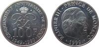 Monaco 100 Francs 1999 Ag Rainer III, 50. Jahrestag des Regierungsantrittes, etwas berieben vz-unc