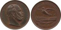Tiere Medaille Bronze Wilhelm I. (1861-1888) - für Verdienste um das Militär-Brieftaubenwesen, Kopf nach rechts / Taube über Stadtansicht, v. W -