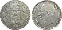 Belgien 5 Francs Ag Leopold II (1865-1909), kleine Randfehler -