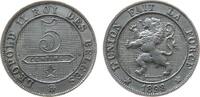 Belgien 5 Centimes KN Leopold II, des Belges -