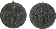 Schützen tragbare Medaille Bronze Ohrdruf - auf das 50-jähriges Stiftungsfest der Felsenkeller Schützengesellschaft, Gebäudeansicht / Wappen, v. Wernstein, -
