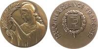 Frankreich Medaille Bronze Reconnaissance Francaise, RF im Kranz / stehende Marianne mit Olivenzweig, einseitig, v. Delannoy, ca. 68 MM, ca. 160 Gra -