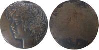 Kunstmedaillen Medaille Bronzeguß Mädchen mit Blumenschmuck im Haar, Büste nach links, einseitig, Rückseite mit Tuschezeichen, unsigniert, ca. 100 MM, c -