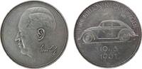 Automobile Medaille Silber Volkswagen - auf die Fertigstellung des 5 Millionsten VW's, Wolfsburg, Büste von Heinrich Nordhoff nach links / der Käfe -