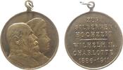 vor 1914 tragbare Medaille Bronze Wilhelm II und Charlotte - auf die Silberhochzeit, Württemberg, ca. 28,5 MM, etwas fleckig -