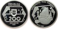 200 Escudos 1991 Portugal Ag Portugiesische Entdeckungsreisen nach Westen pp
