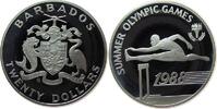 Barbados 20 Dollar Ag Olympiade Hürdenlauf -