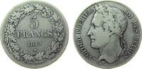 Belgien 5 Francs 1849 Ag Leopold I fast ss