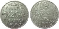 Tunesien Franz. 20 Francs Ag Ahmed, Bey (1929-1942), AH1353, Gad.105 -