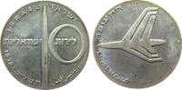 10 Lirot 1972 Israel Ag 24. Jahrestag Unabhängigkeit, Flugzeug, angelaufen, Fleckchen unz