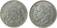 Frankreich 5 Francs Ag Napoleon III, BB (Straßburg), Randfehler -