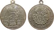 Taufe tragbare Medaille Bronze versilbert Taufe, Taufe Christi im Jordan / aufgeschlagenes Buch in Wolken mit Anker, Kreuz und Fackel, ca. 31,8 MM -
