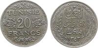 Tunesien Franz. 20 Francs Ag Ahmed, Bey (1929-1942),AH1353, Gad.105 -