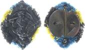 Schützen Abzeichen versilbert Donauwörth - Schützengesellschaft Tell, gegründet 1904, mittelalterlicher Armbrustschütze halbrechts, einseitig, v. K -