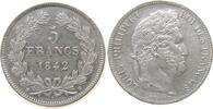 Frankreich 5 Francs Ag Louis Philippe I, BB (Strasbourg), gereinigt, berieben -