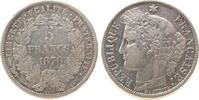 Frankreich 5 Francs Ag Ceres, Dritte Republik, A (Paris), Randkerbe -
