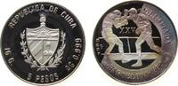 Kuba 5 Pesos Ag Olympiade zwei Boxer, Patina, kleiner Fleck -