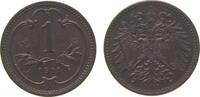 Österreich 1 Heller Br Franz Joseph I, J372, minimal fleckig -