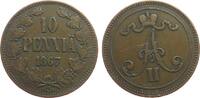 10 Pennia 1867 Finnland Ku Alexander II. von Rußland (1855-1881), feine Kratzer ss