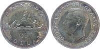 Kanada 1 Dollar Ag Georg VI, Kanu, kurze Wasserlinien, Patina -
