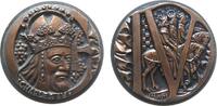 Frankreich Medaille Bronze Charles IV. (1316-1378), gekrönte Büste nach rechts - im Hintergrund Weintrauben / drei Könige zu Pferd nach rechts hinte -