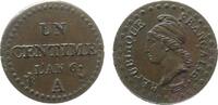 Frankreich 1 Centime 1795-1799 An 6 Br Dupré, A (Paris), Schrötlingsriß, kleine Randfehler ss+