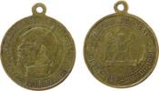 Napoleon tragbare Medaille Messing Napoleon III (1852-1870) - satirische Medaille, Spottmedaille, Napoleon mit Pickelhaube und Halseisen (Sedan) ohne Kette -