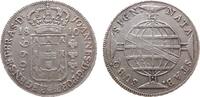 Brasilien 960 Reis Ag Joao VI als Prinzregent, Rio, Patagon, Überprägungsspuren, wenige feine Kratzerchen, ca. 26,6 Gramm, -