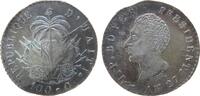 Haiti 100 Centimes Ag J.P. Boyer, AN 27, Prägeschwäche, Stempelbruch, Zainende, Patina -