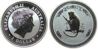 1 Dollar 2004 Australien Ag Elisabeth II, Jahr des Affen, teilvergoldet stgl
