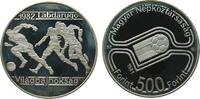Ungarn 500 Forint Ag Fußball WM in Spanien, drei Spieler, etwas angelaufen -