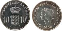 Monaco 10 Francs Ag Rainer III, 10 Hochzeitstag, Patina -