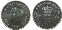 10 Francs 1966 Monaco Ag Rainer III, 10 Hochzeitstag unz