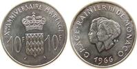 10 Francs 1966 Monaco Ag Rainer III, 10 Hochzeitstag unz