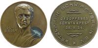 Sport Medaille 1924 Bronze Wetzlar - auf das Gauoffene Schwimmfest, Brustbild eines männlichen Athleten von vorn / Schrift, v. Oertel, ca. 40 MM,...
