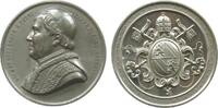 Vatikan Medaille Zinn Pius IX (1846-1878), Brustbild nach links / Wappen, v. F. Langmann, ca. 60,3 MM, minimal fleckig -