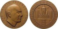 Dänemark Medaille Bronze Martin Petersen - Präsident der Numismatischen Societät der Universität Kopenhagen, Büste halbrechts / Festung über den d -